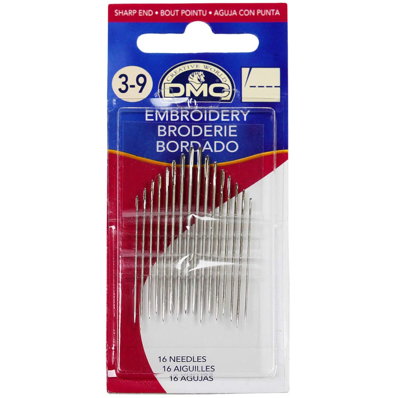 24 Packs: 16 ct. (384 total) DMC® Embroidery Needles, Sizes 3-9